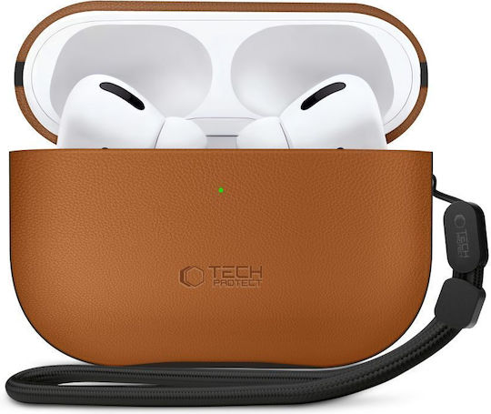 Tech-Protect Naturalfit Case Leather in Brown color for Apple AirPods Pro 3