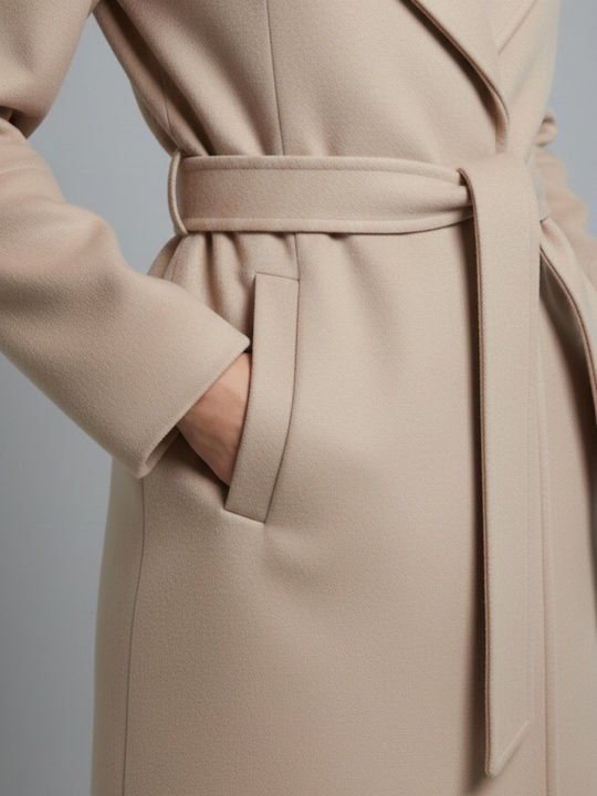Women's Black Coat with Belt