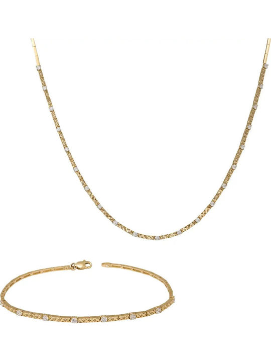 Set with Necklace & Bracelet from Gold 14K with Stones