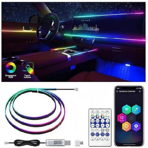 Decorative Led Rgb Lighting 110cm Car Cabin Usb Remote Control Hw-0401