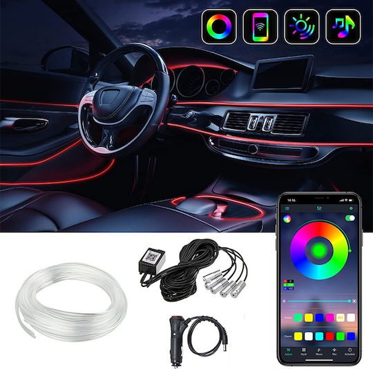 Decorative Led Rgb Lighting 110cm Car Cabin Usb Remote Control Hw-0401