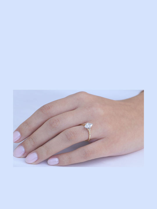 Ring with Diamond made of White gold 14K