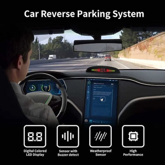VenCore Car Parking System with Screen and 4 Sensors in Black Color
