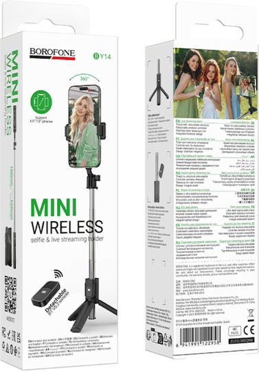 Borofone Selfie Stick By14 Graceful Bluetooth Tripod Remote Control Black