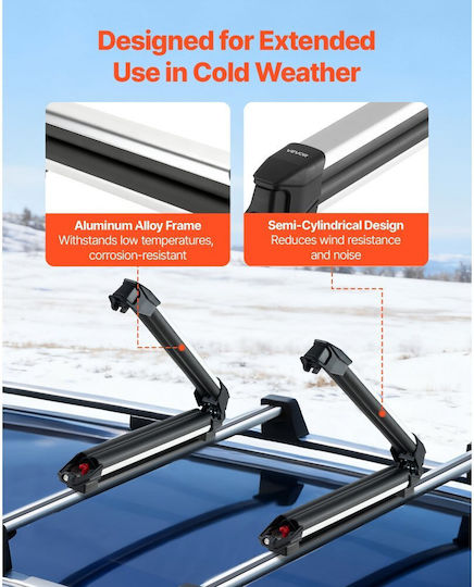 Vevor Car Ski Mounts Suitable for 4 Ski Pairs or 2 Snowboards