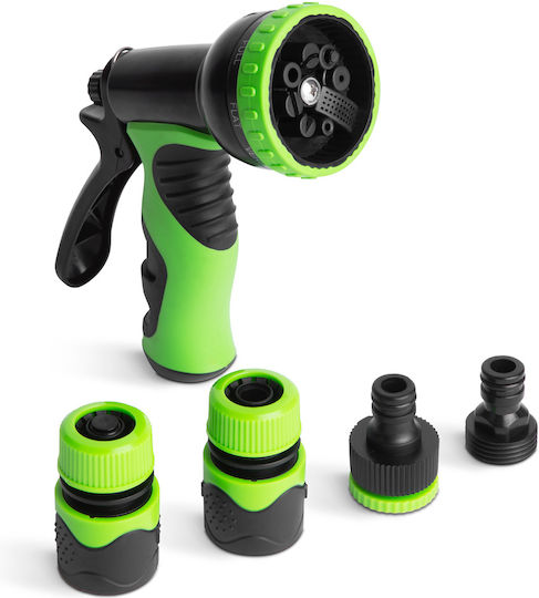 Watering Gun Set 8 Spray Types 1/2" Rubberized 5 Pieces