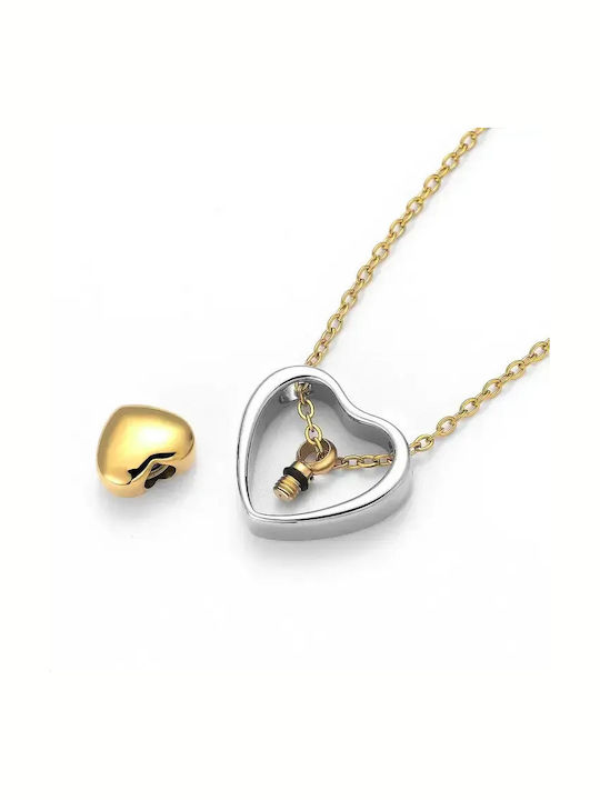 Necklace with design Heart from Gold Plated Steel