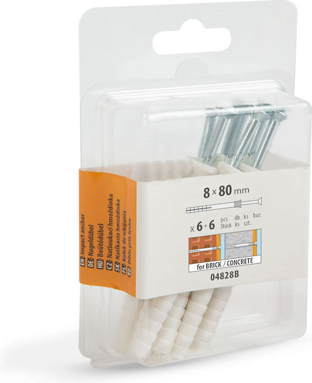 Handy Dopuri De Perete Cu Şurub 8 X 80 Mm Pachet 6 Bucăți