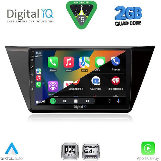 Digital IQ Car Audio System for Volkswagen Touran 2016 (Bluetooth/USB/WiFi/GPS/Apple-Carplay/Android-Auto) with Touch Screen 10"