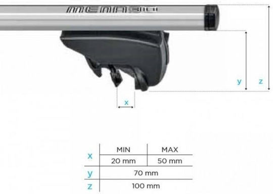 Menabo Aluminum Car Roof Bars Lince XL 135cm for Mitsubishi Asx 2010>2022 Car with Factory Roof Bars Set with Roof Rack Legs Silver