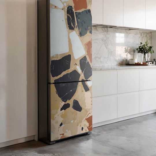 Husă Magnetică Decorativă Pentru Frigider Prim-Plan Mozaic De Piatră 60x190 Cm