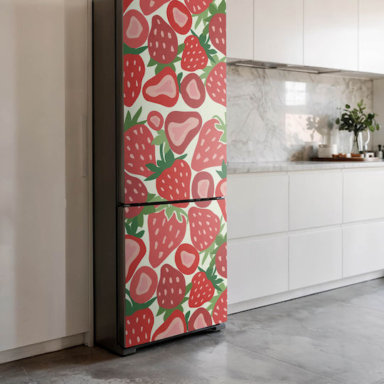 Magnetică Husă Pentru Frigider De Bucătărie Model Geometric Căpșuni 60x190 Cm