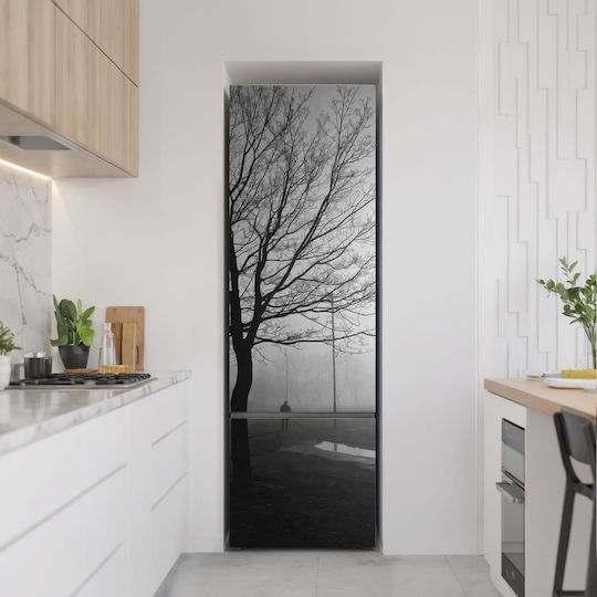 Magnetisches Kühlschrank- und Gefrierschrank-Wandsticker Winterlicher Spaziergang im Nebel 60x190 cm