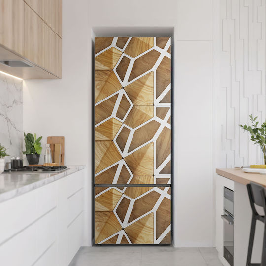 Moderner Magnetischer Kühlschrankaufkleber Geometrisches Design Holz 70x190 cm
