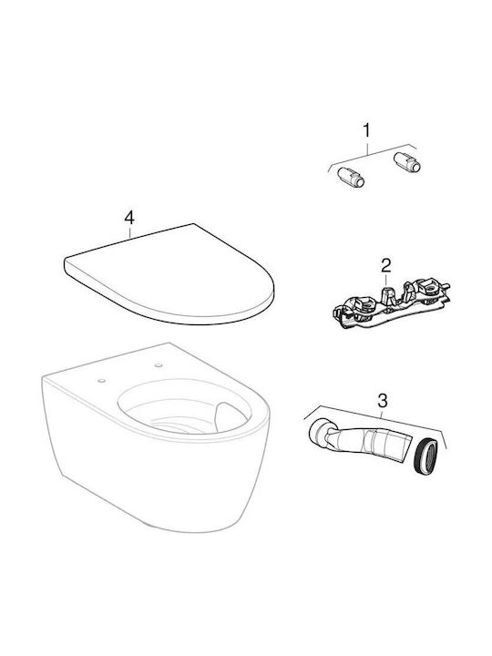 Geberit Wandhängende Toilette mit Deckel Sanftes Schließen Weiße