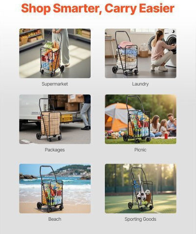 Shopping Trolley Black 95x15x48cm