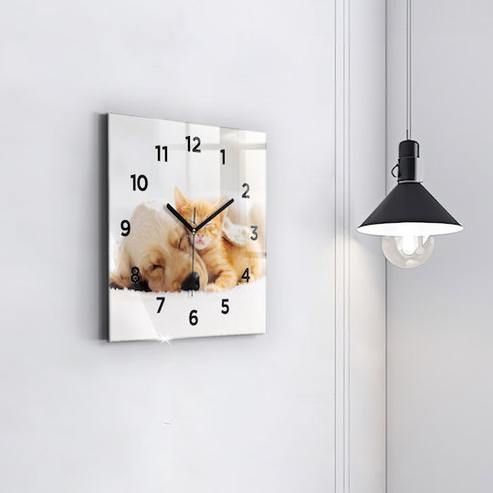 Tulup Silent Wall Clock Glass Yellow 30x30cm