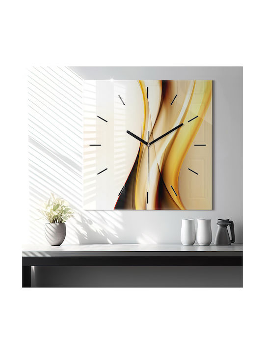 Tulup Leise Wanduhr Glas Gelb 60x60cm