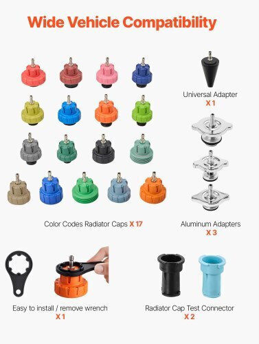 Coolant Pressure Test Set 47 Pieces Vacuum Radiator Refill Set 3 Metal Adapters Universal Application Car Cooling System Pressure Test Tool Pressure Pump & Plastic-Aluminum Filler