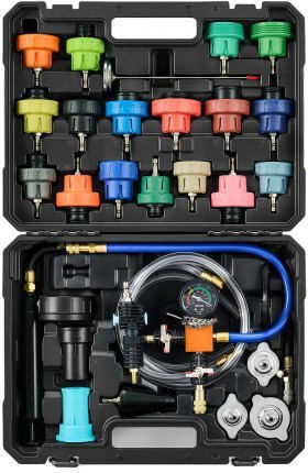 Coolant Pressure Test Set 47 Pieces Vacuum Radiator Refill Set 3 Metal Adapters Universal Application Car Cooling System Pressure Test Tool Pressure Pump & Plastic-Aluminum Filler