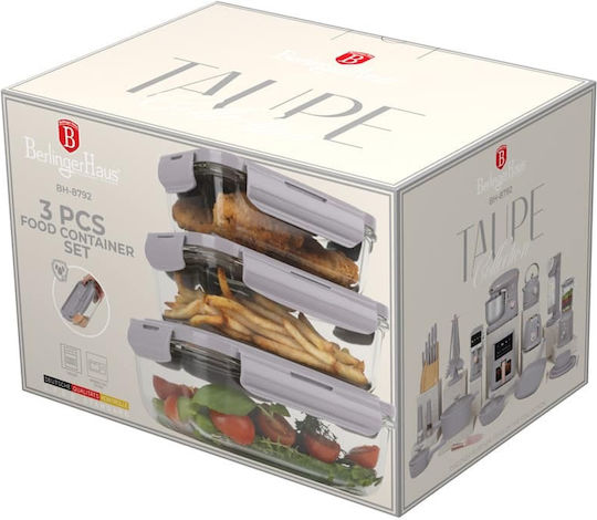 Berlinger Haus Комплект Стъклени Кутии За Храна Кафяви 3 Бройки