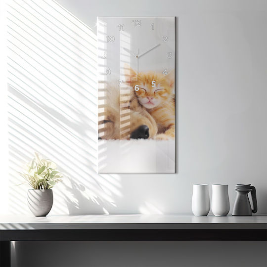 Tulup Αθόρυβο Ρολόι Τοίχου Γυάλινο Κίτρινο 30x60cm