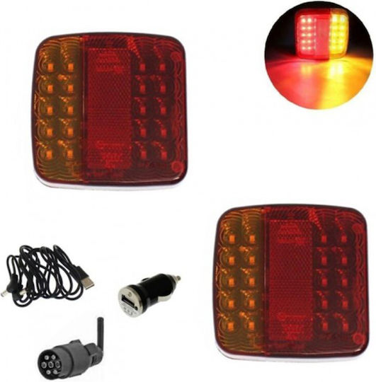 Σετ Ασύρματα Φώτα Τρέιλερ Led Μαγνήτη 2τμχ Ip65 4001-25 Οεμ