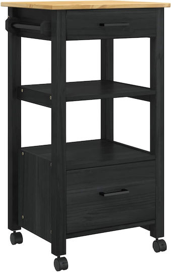 vidaXL vidaXL Küchenwagen Hölzernes 3 Ebenen Schwarz 48x40x88,5cm