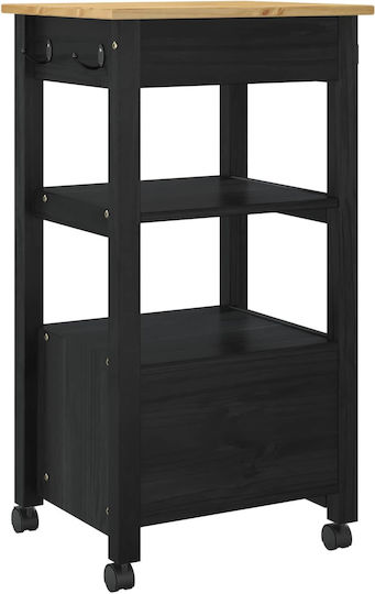 vidaXL vidaXL Küchenwagen Hölzernes 3 Ebenen Schwarz 48x40x88,5cm