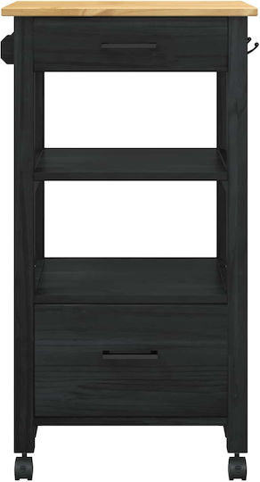 vidaXL vidaXL Küchenwagen Hölzernes 3 Ebenen Schwarz 48x40x88,5cm