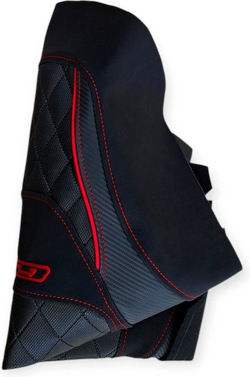 Gsx1400 Suzuki Anti-Slip Quilted Baklavadoto Alcantara Look Seat Cover Red Stitching Piping Logos