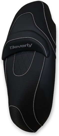 Beverly350 Piaggio '13 Anti-Slip Quilted Baklavato Motorcycle Seat Cover Carbon Look White Stitching Light Grey Logo