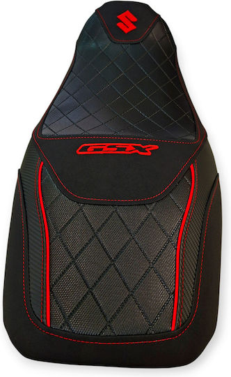 Gsx1400 Suzuki Anti-Slip Quilted Baklavadoto Alcantara Look Seat Cover Red Stitching Piping Logos