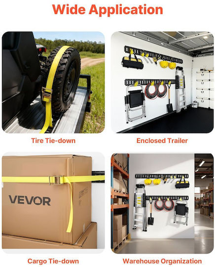 Κιτ Ράγας Πρόσδεσης Vevor E-track Συσκευασία 6 Ραγών E 1,5 M 26 Τεμάχια Περιλαμβάνει 2 Ιμάντες Καστάνιας & 6 Δακτυλίους Ο & 6 Δέσιμο Δακτύλιο D & 12 Καπάκια Άκρων Κατάλληλο Γκαράζ Φορτηγά Ρυμουλκούμενα Μοτοσικλέτες