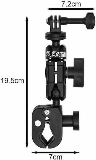 Motowolf Βάση Στήριξης Action Camera Gopro Καθρέπτη Τιμόνι Μοτοσυκλέτας 360° 19.5cm Mdl3532b