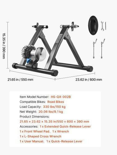 Vevor Ποδηλατικός Προπονητής Γυμναστικής 660.4-736.6 Mm & 700c Αναδιπλούμενος Κατάλληλος Ποδήλατα Δρόμου Μαύρος Ltxxljltxssknuhz1001v0