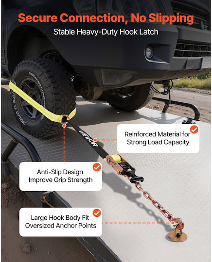 Wheel Chock Tie Down Kit Vevor Car Towing Strap Tire Type Car Tie Down Kit Heavy Duty Hook Break Strength 4540 Kg & Working Load 1512 Kg Motorcycle Atv Suv Snowmobiles Tie Down System