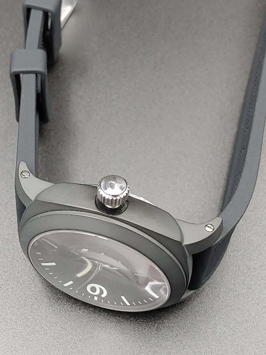 Alpha 1993 Herrenuhr 44mm Automatisch mit Kautschukarmband Μαύρο Ματ