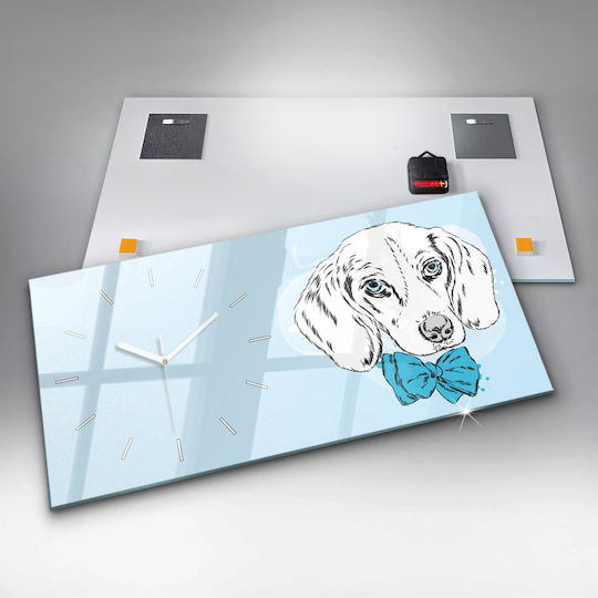 Tulup Ceas de Perete pentru Copii cu Cățeluș din Sticlă 60x30 cm