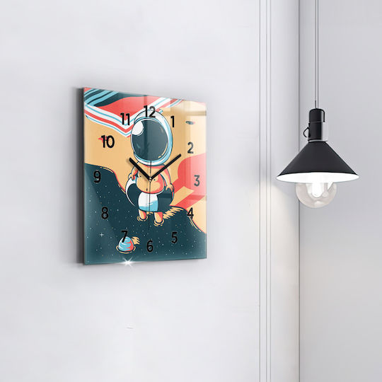 Tulup Παιδικό Ρολόι Τοίχου Διάστημα Γυάλινο 30x30cm