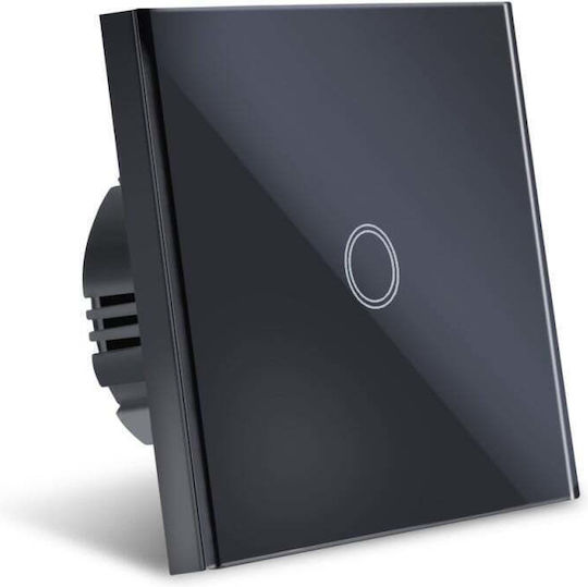 Techstar Smart Touch Switch Wireless 2.4ghz Tempered Glass Modern Design Led Lighting Single Phase Black