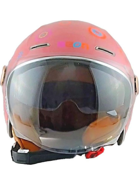 Beon B-122 Pink Flower Cască Moto Jet ECE 22.06 cu Sunvisor