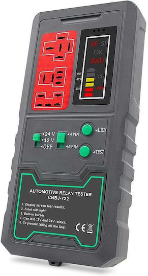 Techstar Cnbj-722 Tester Detector Wireless Releu Auto 12v/24v Compatibil cu Relee 4 5 Pini Afișaj Digital Led Integrat