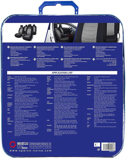 Sparco Car Cover Set 9pcs Polyester Black / Gray