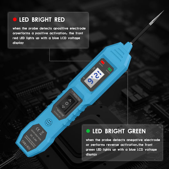 Techstar 823 Tester de Tensiune Auto Circuite Electrice 6-24v Afișaj Lcd Cleme Led Sondă din Oțel Inoxidabil