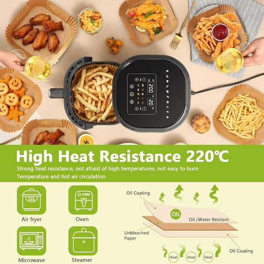 Hârtie De Copt Antiaderentă Pentru Air Fryer 20x20cm 200 Bucăți