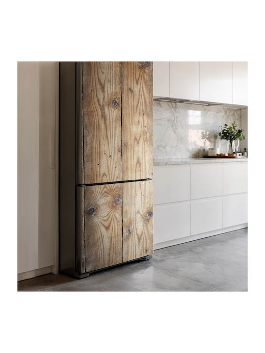 Magnetic Refrigerator Cover Easy Installation Wooden Boards Vertical 70x190 Cm