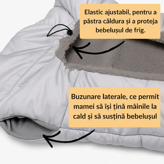 Kidizi Universal Sac de picioare pentru cărucior Impermeabil Gri cu căptușeală Fleece