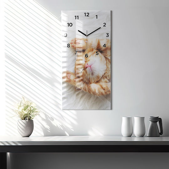 Tulup Αθόρυβο Ρολόι Τοίχου Γυάλινο Κίτρινο 30x60cm