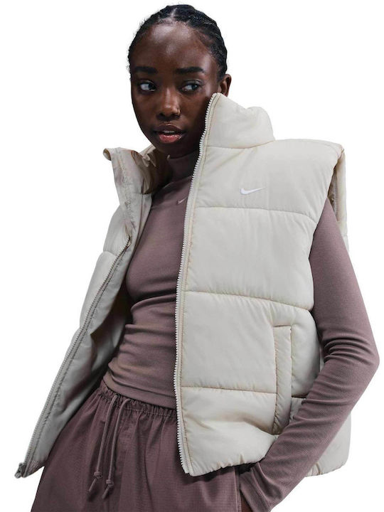 Sportswear Γυναικείο Αμάνικο Puffer Μπουφάν Αδιάβροχο για Χειμώνα Grey
